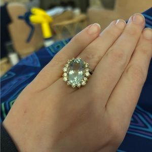 Aquamarine and diamond ring